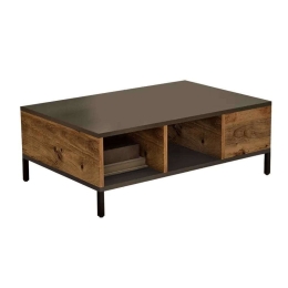 Τραπέζι Σαλονιού Kermit 176-000018 90x60x33cm Anthracite-Natural