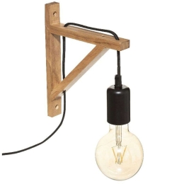 Φωτιστικό Τοίχου - Απλίκα PWL-1111 19x3x22,5cm 1xΕ27 25W Natural-Black