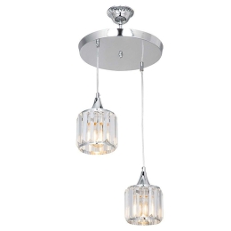 Φωτιστικό Οροφής PWL-1025 Φ30x70cm 2xΕ27 60W Chrome-Clear