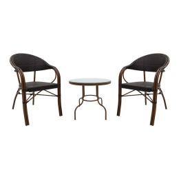 Τραπεζαρία Κήπου Paula 200-000332 (Σετ 3τμχ) Brown 2 Θέσεων