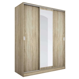 Ντουλάπα Τρίφυλλη Με Καθρέπτη Rose 043-000118 150x59x191cm Sonoma Τρίφυλλη