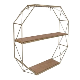 Ραφιέρα Τοίχου Azira 104-000013 57x12x51cm Natural-Gold