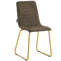 Καρέκλα Amalia 029-000133 44x55x88cm Brown-Gold Βελούδο, Μέταλλο