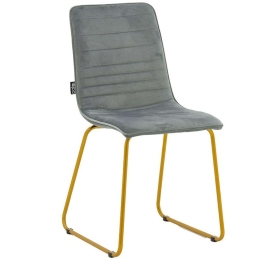 Καρέκλα Amalia 029-000134 44x55x88cm Grey-Gold Βελούδο, Μέταλλο