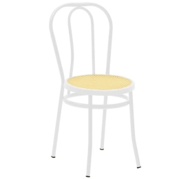 Καρέκλα Βιέννης 243-000026 40x47x85cm Beige-White Rattan, Μέταλλο