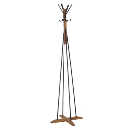 Καλόγερος Myra 120-000119 Φ40x160cm Walnut-Black Μέταλλο,Ξύλο