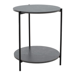 Βοηθητικό Τραπεζάκι Rhythm 072-000064 Φ48x60cm Marble Effect Grey-Black