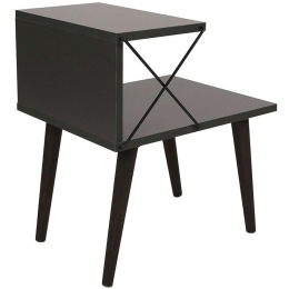 Βοηθητικό Τραπεζάκι - Κομοδίνο Gather 071-001531 50x40x55cm Anthracite-Walnut