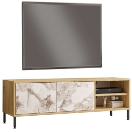 Έπιπλο Τηλεόρασης Nella 176-000072 140x40x43cm Marble Effect White-Natural