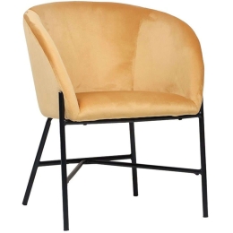 Πολυθρόνα Julia 222-000019 61x57x74cm Yellow Βελούδο, Μέταλλο