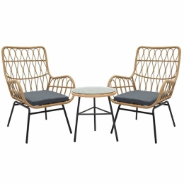 Τραπεζαρία Κήπου Gaus (Σετ 3Τμχ) 140-000049 45x45x46cm Natural-Black 2 Θέσεων