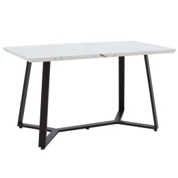 Tραπέζι Gemma 235-000017 140x80x75cm Marble Effect White-Black Μοριοσανίδα, Μέταλλο