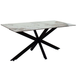 Τραπέζι Bethan 101-000067 180x90x75cm Marble Effect White-Black Πέτρα,Μέταλλο