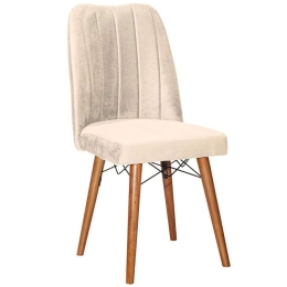 Καρέκλα Vespera I 266-000011 45x52x95cm Ecru-Walnut Βελούδο, Ξύλο