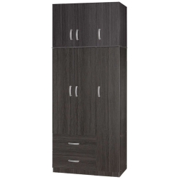 Ντουλάπα Τρίφυλλη Με Πατάρι Zelia 249-000047 90x42x240cm Wenge Τρίφυλλη