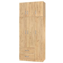 Ντουλάπα τρίφυλλη και πατάρι Zelia 249-000048 90x42x240cm Natural Τρίφυλλη