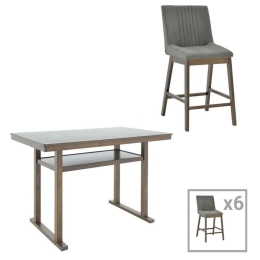 Τραπεζαρία - Μπαρ Tenon - Siera Ι (Σετ 7Τμχ) 250-000010 150x90x91,5cm Walnut-Black 6 Θέσεων Mdf,Ξύλο