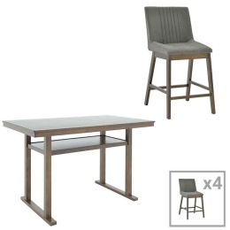Τραπεζαρία - Μπαρ Tenon - Siera Ι (Σετ 5Τμχ) 250-000009 150x90x91,5cm Walnut-Black 4 Θέσεων Mdf,Ξύλο