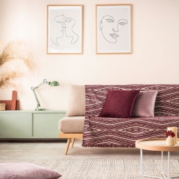 Ριχτάρι Streamy 663/02 Cherry Gofis Home Διθέσιο 180x250cm Βαμβάκι-Ακρυλικό