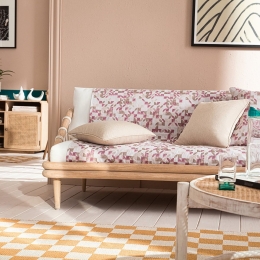 Ριχτάρι Leaf Puzzle 264/ 23 Pink Gum Gofis Home Τριθέσιο 180x300cm Βαμβάκι-Πολυέστερ