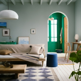 Ριχτάρι 209/14 Beige-Blue Gofis Home Πολυθρόνα 180x180cm 100% Βαμβάκι