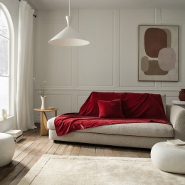 Ριχτάρι Luna 427/02 Red Velvet Gofis Home Three-Seater 180x310cm Πολυέστερ