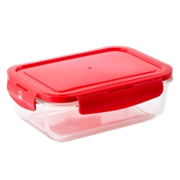 Φαγητοδοχείο Ορθογώνιο 20.21.0718 1180ML Γυάλινο Red Benetton Γυαλί