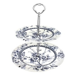 Ορντεβιέρα Διώροφη Tif PS00311002 (Φ33cm & Φ21cm) White-Blue Oriana Ferelli® Πορσελάνη