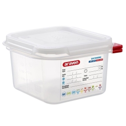 Φαγητοδοχείο Πλαστικό Hermet.Gn 1/6 AR00003024-1.7Lt 176X162X100Mm Araven Πλαστικό