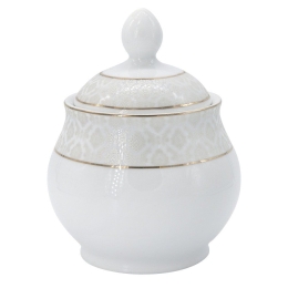 Ζαχαριέρα Με Καπάκι PR14141112 300ml Πορσελάνη White-Gold Oriana Ferelli® Πορσελάνη