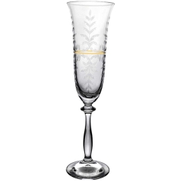 Ποτήρι Σαμπάνιας Angela CLX406049409 190ml  Clear-Gold Από Κρύσταλλο Βοημίας Κρύσταλλο