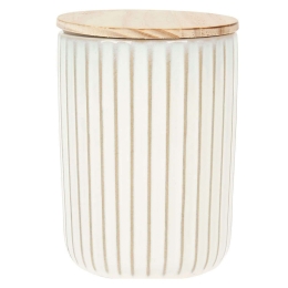 Βάζο Αποθήκευσης SR00529512 Φ10x9cm 700ml White-Natural Sitram Κεραμικό