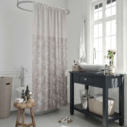 Κουρτίνα Μπάνιου Flower BTLJK004247 180x200cm White-Beige Max Home 180Πx200Υ Πολυέστερ