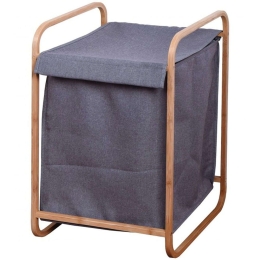Καλάθι Απλύτων FNSJ218011G 43x38x66cm Grey-Brown Max Home Bamboo,Ύφασμα
