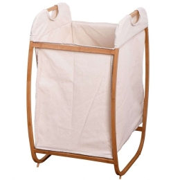 Καλάθι Απλύτων FNSJ218012W 43x43x77cm White-Brown Max Home Bamboo,Ύφασμα