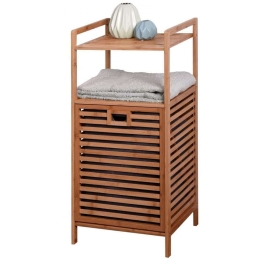 Καλάθι Απλύτων Με Ράφι FNSJ218014 44x33x96cm Brown Max Home Bamboo-Πολυέστερ