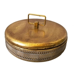 Δοχείο Με Καπάκι HC22346027 Φ27,5x12cm Gold Oriana Ferelli® Μέταλλο