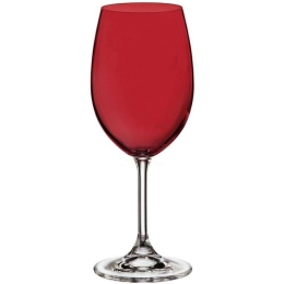 Ποτήρια Κρασιού Κολωνάτα Sylvia (Σετ 6Τμχ) CTB4S4157235 350ml Red Από Κρύσταλλο Βοημίας Κρύσταλλο