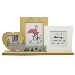 Κορνίζα 3 Θέσεων I Love You 812745 37x6x21,5cm Multi Ankor Ξύλο