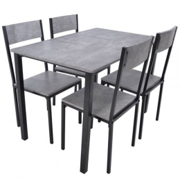 Τραπεζαρία Cement (Σετ 5Τμχ) 819096 110x70x76cm Black-Grey Ankor 4 Θέσεων