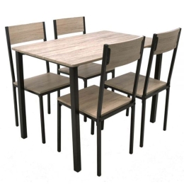 Τραπεζαρία (Σετ 5Τμχ) 819089 110x70x76cm Black-Natural Ankor 4 Θέσεων