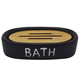 Σαπουνοθήκη Bath 819362 13,7x9,7x3cm Black-Natural Ankor Κεραμικό