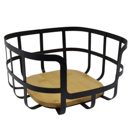Φρουτιέρα 819713 24x24x12,7cm Black-Natural Ankor Μέταλλο,Bamboo