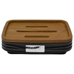 Σαπουνοθήκη Luna 830190 8,5x12x3,5cm Black-Natural Ankor Ξύλο