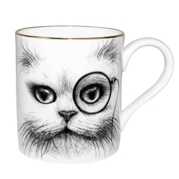 Κούπα Cat Monocle Majestic 09002-CM 9,4X8,4cm White-Black Rory Dobner Πορσελάνη