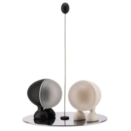 Αλατοπίπερο Σε Βάση Lilliput ASG02 BW (Σετ 2Τμχ.) Φ11x14,5cm Black-White Alessi Μέταλλο,Πλαστικό