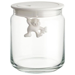 Βάζο Αποθήκευσης Gianni a little man holding on tight AMDR04 W 700ml Γυάλινο Με Καπάκι White Alessi Γυαλί