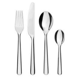 Μαχαιροπίρουνα Amici BG02S24 (Σετ 24Τμχ.) Ανοξ. Ατσάλι Silver με Δώρο 2 Δαχτυλίδια Πετσέτας Alessi 24 τμχ Ανοξείδωτο Ατσάλι