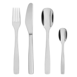 Μαχαιροπίρουνα KnifeForkSpoon AJM22S24M Σετ 24Τμ Αν. Ατσάλι Silver Δώρο 2 Δαχτυλίδια Πετσέτας Alessi 24 τμχ Ανοξείδωτο Ατσάλι