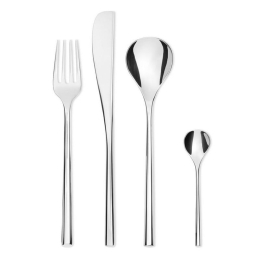 Μαχαιροπίρουνα MU TI04S24 (Σετ 24Τμχ.) Silver με Δώρο 2 Δαχτυλίδια Πετσέτας Alessi 24 τμχ Ανοξείδωτο Ατσάλι